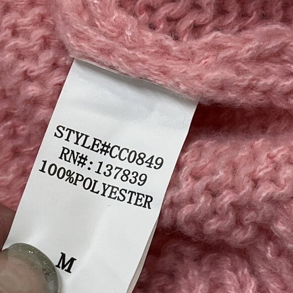 Luna Sweater Womens M Pink Open Knit 3D Floral Oversized Cropped Cardigan Y2K - Picture 7 of 10